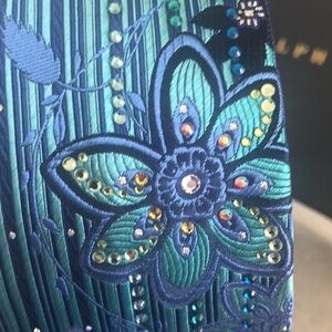 Vintage Pierre Cardin Luxurious Silk Necktie Floral Embroidery Crystal Accent